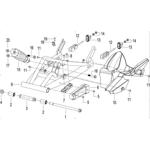 Rear swim arm rear shock absorber rear fender page of Benelli TNT135 TNT125