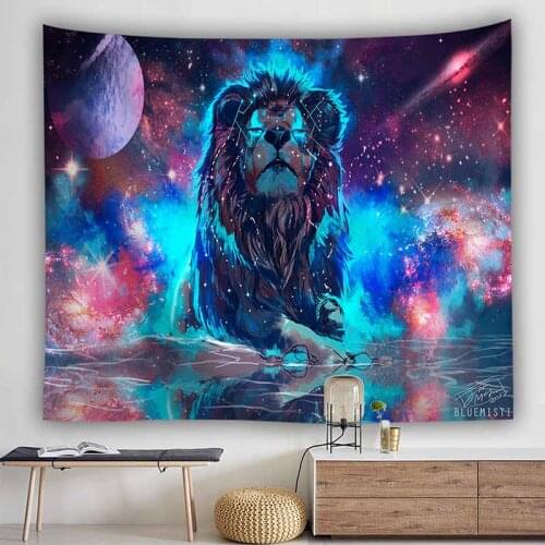 Animals Holy Lions Wolf Tapestry Wall Hanging Home Backdrop Decor Hippie Wall Cloth Tapestries Wall Blanket Psychedelic Tapestry