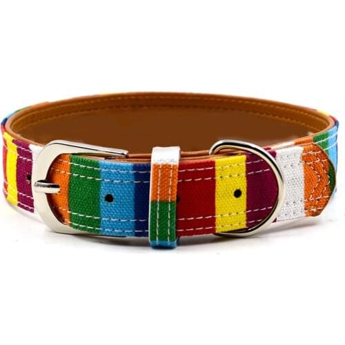 1 piece pet dog collar Cavas Pu Leather Colorful Plain Pet Dog Collar Hight quality small pet collar lead