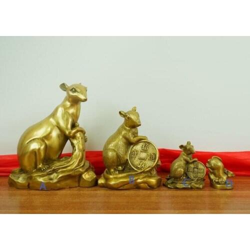 20~6.5CM Sizes of Money Rat Coin Ingot Auspicious Art Copper Statue Free Shipping