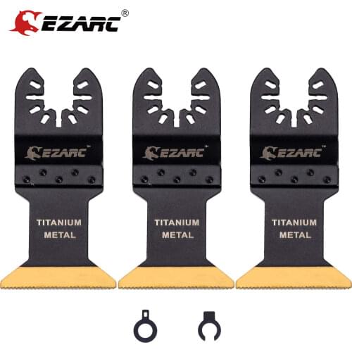 EZARC 3Pcs Titanium Oscillating Multitool Blade Oscillating Multi-Tools Accessories for Wood, Hard Material and Metal Cutting