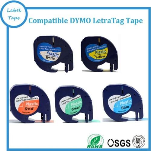 5pcs mix colors DYMO LT LetraTAG plastic white, yellow, red, green blue LT 91201,91202, 91203, 91204, 91205