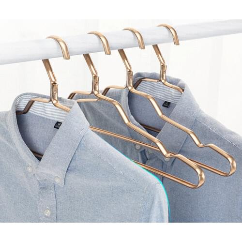 10pcs Aluminium Alloy Clothes Rack Anti-slip Seamless Anti-slip Drying Hangers Wardrobe Space Saver Coat Clothing Organizer Rack