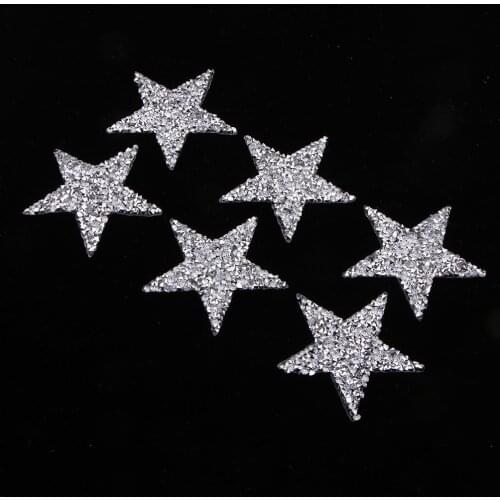 6Pcs Star Design hotfix Rhinestone Motif Iron on Patches Applique for Clothing Shoe Bag DIY 6cm