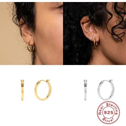 Aide New Hoop Earrings For Women 925 Sterling Silver Fashion Fine Jewelry All-Match Round Circle Zircon Earring Bijoux Femme