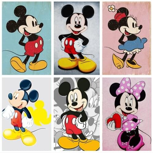 Disney Diy Diamond Embroidery Round Drill Cartoon Mickey and Minnie Diamond Painting Cross Stitch Rhinestone Mosaic