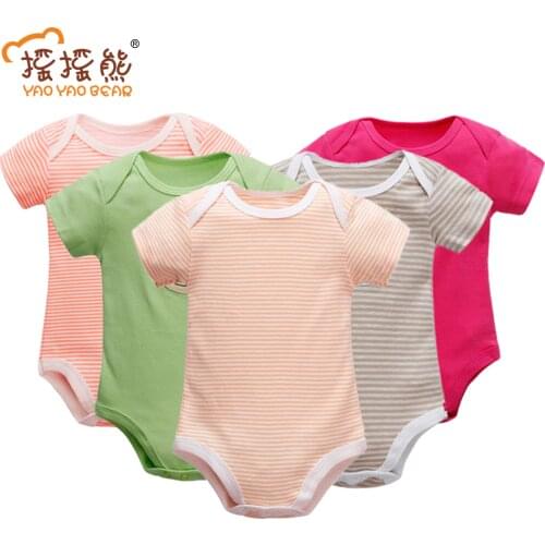 Baby Clothes 5 Pieces/lot Baby Romper Girl and Boy Short Sleeve Summer Clothing Newborn Sets of Clothes for Girls and Boys