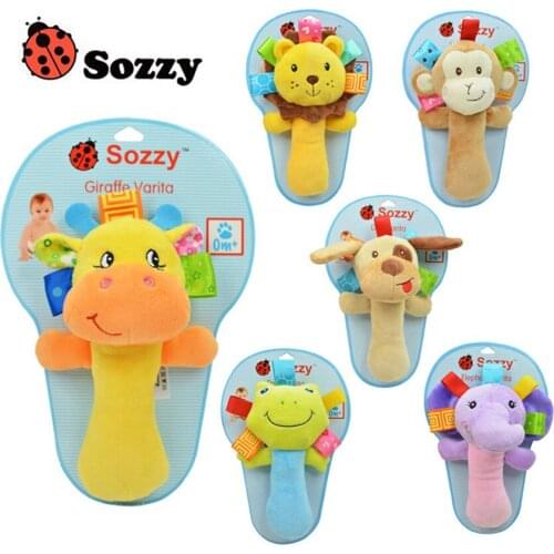 Free Shipping 1pcs Sozzy Musical Baby Rattles Plush Infant Baby Toys Animal Plush Toys Bene Rattles Cute Toy For Baby
