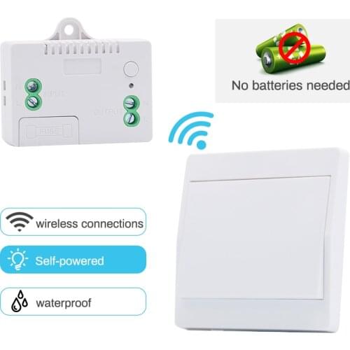 Saful Wireless Self-powered Switch Push Button Remote Control 1 Gang 1 Way Waterproof Intelligent No Battery for Smart Life