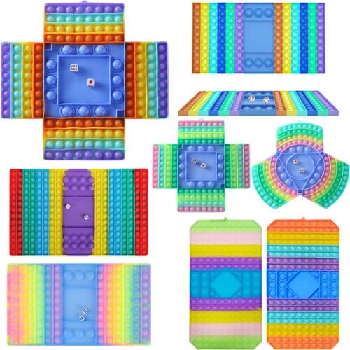 Big Fidget Toy Rainbow Chess Board Push Bubble Fidget Sensory Toys Stress Relief Toy for Kids Adult Interactive Checkerboard Toy
