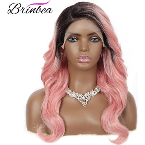 Brinbea 5 Inches Deep Side Parted Synthetic Wigs for Black Women with Baby Hair Long Curly Wavy Heat Resistant Lace Front Wigs