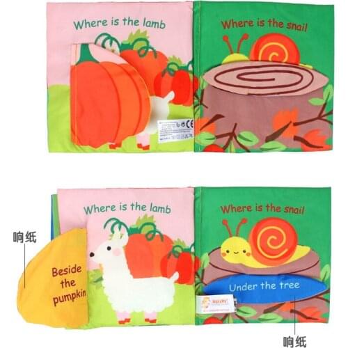 Hide and Seek Story Baby Cloth Book Early Educational Tear Proof Learning Book Ringing Paper Toddler Toys for 0-3 Year Children