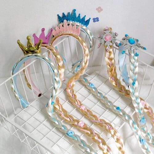 Wigs Headbands Frozen Princess Children Hairbands Crown Snowflake Bow Unicorn Rainbow Headbands Kitty wigs Rabbit wig