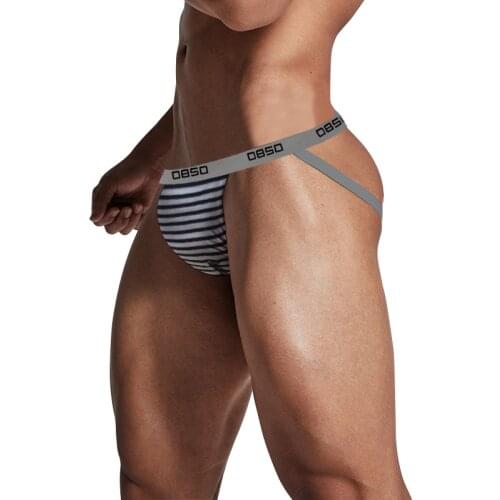 Men Underwear Striped Cotton Jockstrap Men Sexy Lingerie Thong Man Bikini Sissy Penis Pouch Soft Comfortable Panties 2021