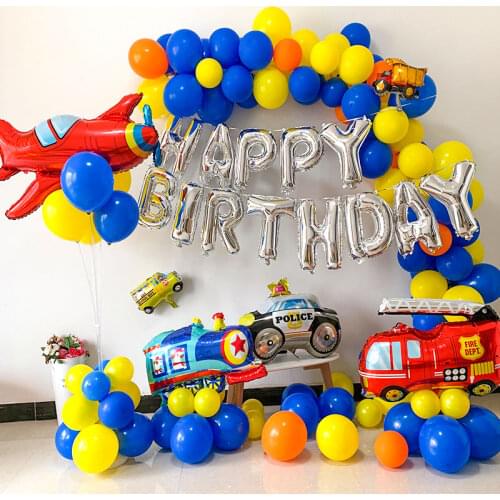 13pcs Ambulance excavator tank Car fire truck Balloons Party Baloons Party Decorations Foil Balloon Birthday Party Deco Kids toy