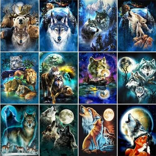 Evershine Diamond Embroidery Wolf Full Square Round Diamond Painting Animal Cross Stitch Rhinestones Pictures Home Decor
