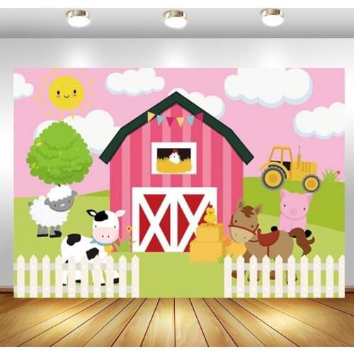 Farm Animals Photography Backdrop Kids Birthday Party Baby Shower Photo Studio Background Decor Banner Prop