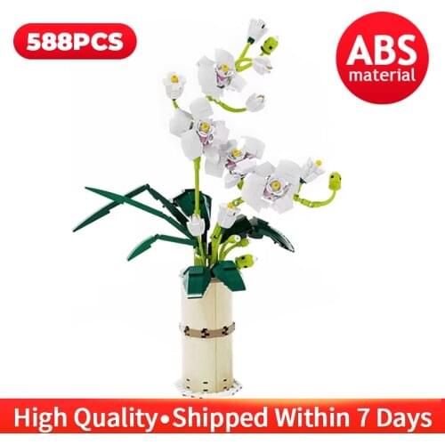 Ideas House Ornaments Bouquet Orchid Flowers Building Blocks MOC Romantic Home Decoration Bricks Toys for Girls Childrens Gifts