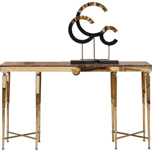 Artifical Marble porch table gold stainless steel decorative cabinet porch hall tablefurniture