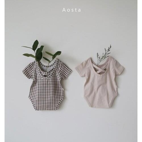 Baby Girl Rompers Fashion Korean Plaid Short Sleeve One-Pieces Kids Clothing Summer Newborn Romper Infant Boys Bodysuits 2020