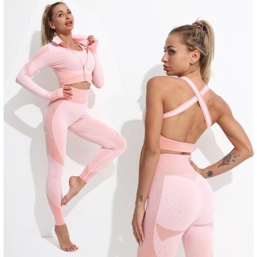 Yoga Set Sport Bras Leggings Workout Gym Clothing Fitness for Womens Tracksuit Outfit Top Long Sleeve Women Sportswear Suit