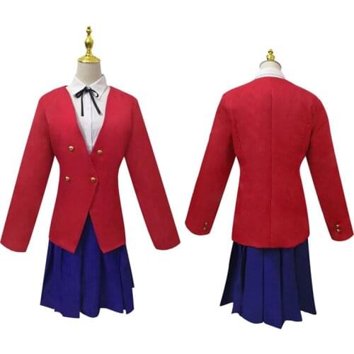 Anime TIGER X DRAGON Aisaka Taiga Cosplay Costumes Top Skirt Uniform Full Sets Women Clothing Wig Synthetic Long Hair Halloween