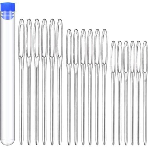 LMDZ 2.17 in / 2.36 in / 2.76 in Large-Eye Blunt Needles, Stainless Steel Yarn Knitting Needles, Leather Needle with a 4.33