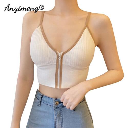 Womens Free Size Tank Top with Built In Bra Camisoles Fashion Ins Style Padded Solid Lady Lingeries Elegant Camis for Women