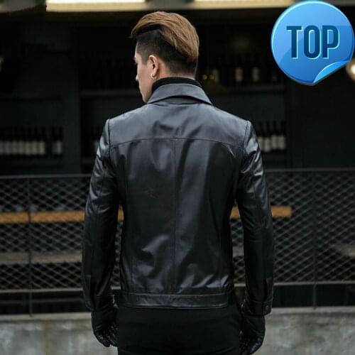 Leather Jacket Men Jacket Genuine Leather Men Short Spring Autumn Mens Sheepskin Coat Slim Men Leather Jackets and Coats