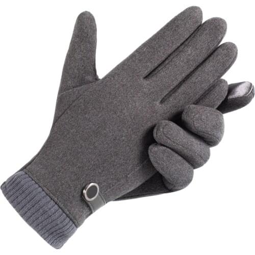 Man Winter Keep Warm Touch Screen Plus Velvet Thicken Fashion Simple Cold Protection Outdoor Cycling Drive Mittens Gloves