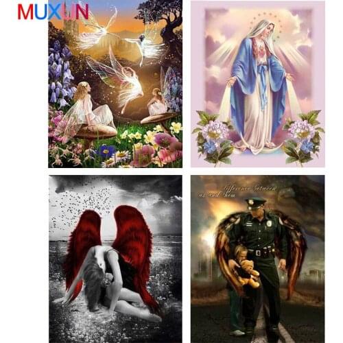 Muxun Full 5D Diy Diamond Painting Full Square Rhinestones Cross Stitch Embroidery Kit Angel Mosaic Needlework Decoration Ts907