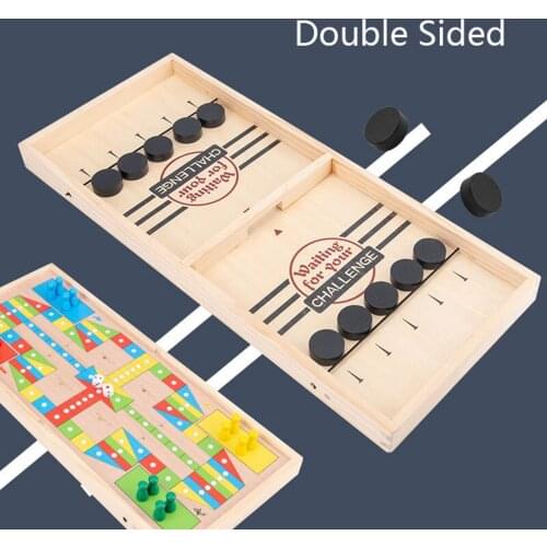2 In 1 Table Fast Hockey Sling Puck Game Paced Sling Puck Winner Fun Checkers Game Toys For Adult Child Family Home Board Game