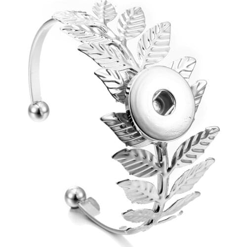 New Leave Charms Metal 18mm Snap Bracelets & Bangle 18mm Snap Button Jewelry For DIY Snap Jewelry
