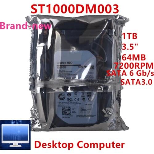 New HDD For Seagate Brand 1TB 3.5" SATA 6 Gb/s 64MB 7200RPM For Internal HDD For Desktop Computer HDD For ST1000DM003