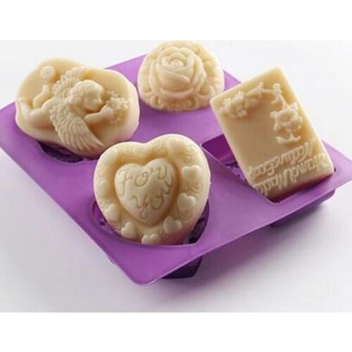 Love. Angel. Flowers. Rectangular. Quadruple Silicone Mold DIY Silicone Handmade Soap Mold