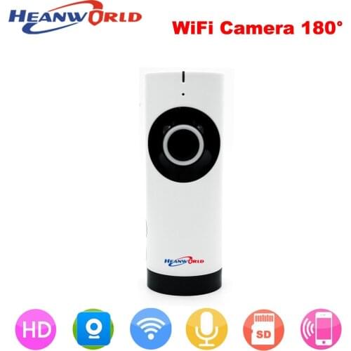 Heanworld 180 Degree Panoramic Fish Eye lens Mini wireless IP camera 720P Night Vision CCTV Security Camera support Smartphone