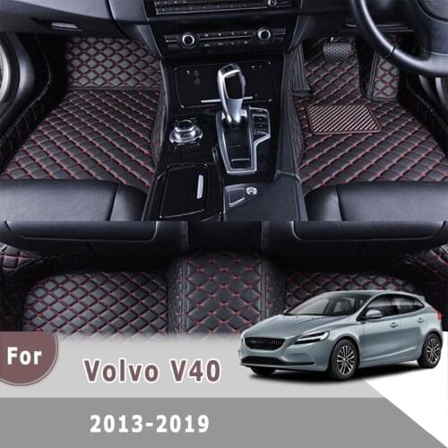 RHD Leather Car Floor Mats For V40 2013 2014 2015 2016 2017 2018 2019 Auto Interior Accessories Carpet Cover For Volvo