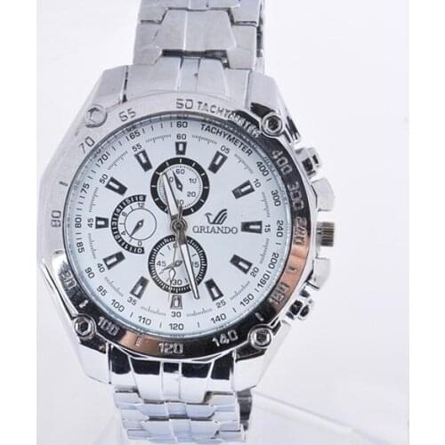 Luxury Silver Watch Quartz Watches Wristwatches Alloy Belt Sport Business Date Display Metal Watch Men Wrist Watch Business