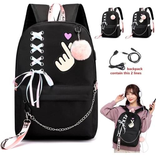 Cute Than Heart Backpack School Bags Laptop Travel Bags for Girls Teenage Notebook Backpack Nylon Mochila Pusheen Women Bag