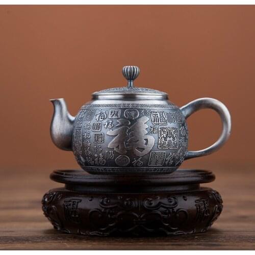 S999 sterling silver kungfu tea set portable teapot tea cup tea set tea ceremony teapot set