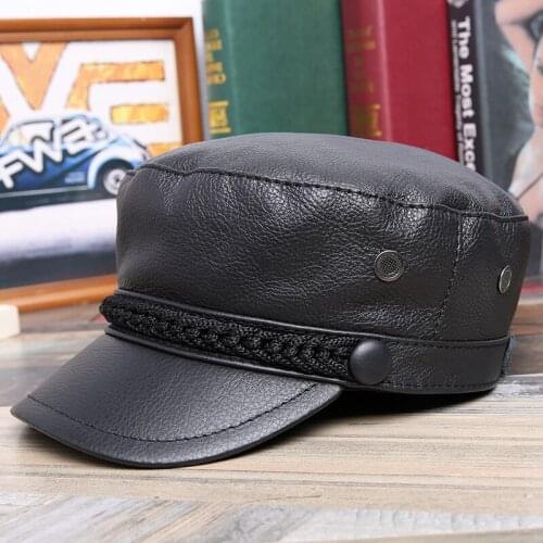 Genuine Leather Hat Men Women Fashion Visor Cap Youth Female Male Outdoor Navy All-match Casual Spring Autumn Winter Hats H7007