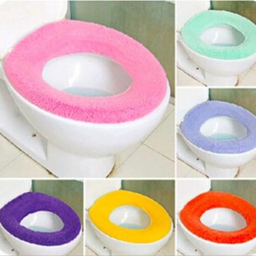 1pc Bathroom Toilet Seat with Handle Closestool Washable Soft Winter Warmer Mat Pad Cushion O-shape Toilet seat Bidet Covers