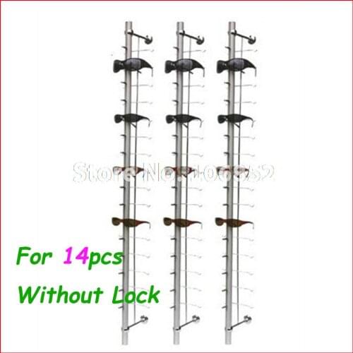 ST014 hold for 14pcs aluminium sunglasses eyeglass display rod without lock