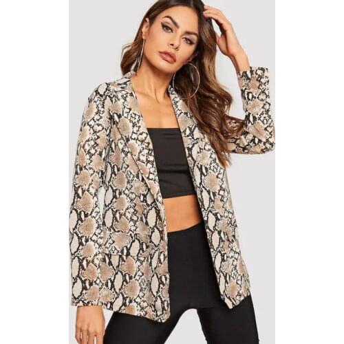 Jacket Women Snake Print Long Sleeve Coat Office Lady Jacket Outwear Tops Womens Snake Print womens suit top