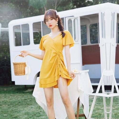 2020 New Summer Sexy Solid One Piece Swimsuit Push Up Padded Swimwear Women High Cut Bodysuit Bathing Suit Swimskirt