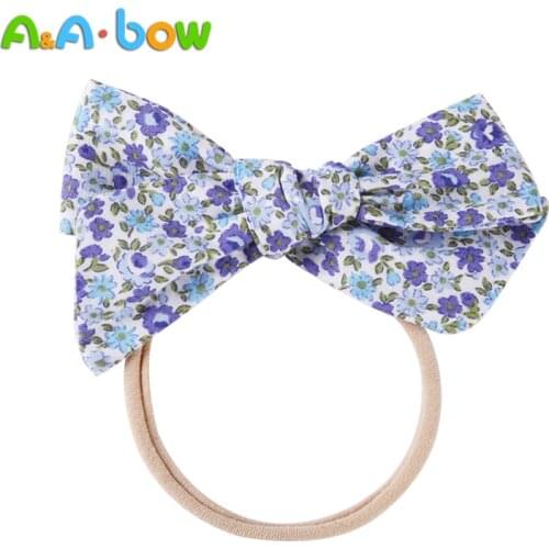1pcs Big Bow Hairpins Printed Headbands for Girls Spring Elastic Nylon Bow Head Band Fashion Hair Clips Baby Hair Accessories