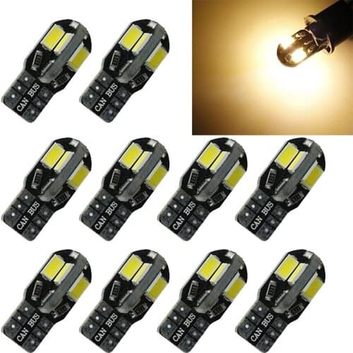 10pcs/lots T10 194 W5W 5730 8LED Canbus Car Side Wedge Light Bulb Warm White