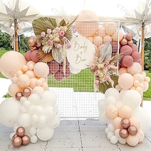 144 Pieces Cream Peach Balloon Arch Garland Set Wedding Decoration Chrome Rose Gold Gray Pink Baby Shower Brithday Party Decorat