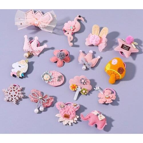 7PCS Set 1-3 Year Old Little Baby Girl Small Elastic Hair Band Cute Animal Crown Unicorn Rubber Tie For Thin Hair