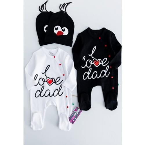 Babymod I Love Dad Fan Black and White Double Baby Jumpsuit Set